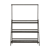 Livsip 3 Tier Plant Stand Flower Pot Shelf Wooden Black - 45-Degree Angle