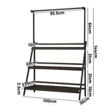 Livsip 3 Tier Plant Stand Flower Pot Shelf Wooden Black