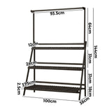 Livsip 3 Tier Plant Stand Flower Pot Shelf Wooden Black - Top-Down View