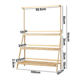 Livsip 3 Tier Plant Stand Flower Pot Shelf Wooden - Front View
