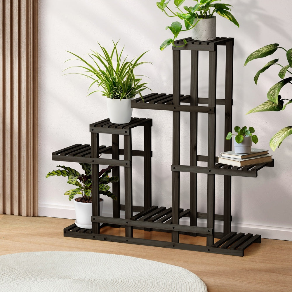 Livsip Plant Stand 6 Tiers Wooden Shelving Black