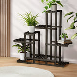 Livsip Plant Stand 6 Tiers Wooden Shelving Black - Front View