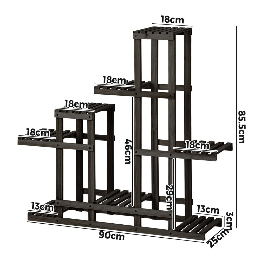 Livsip Plant Stand 6 Tiers Wooden Shelving Black