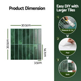 Artiss 3D Peel and Stick Wall Tiles Self Adhesive LinearGrid Backsplash 10 Sheets, Green - Front View