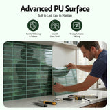 Artiss 3D Peel and Stick Wall Tiles Self Adhesive LinearGrid Backsplash 10 Sheets, Green - Top-Down View