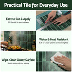 Artiss 3D Peel and Stick Wall Tiles Self Adhesive LinearGrid Backsplash 10 Sheets, Green
