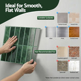 Artiss 3D Peel and Stick Wall Tiles Self Adhesive LinearGrid Backsplash 10 Sheets, Green - Close-Up Angle