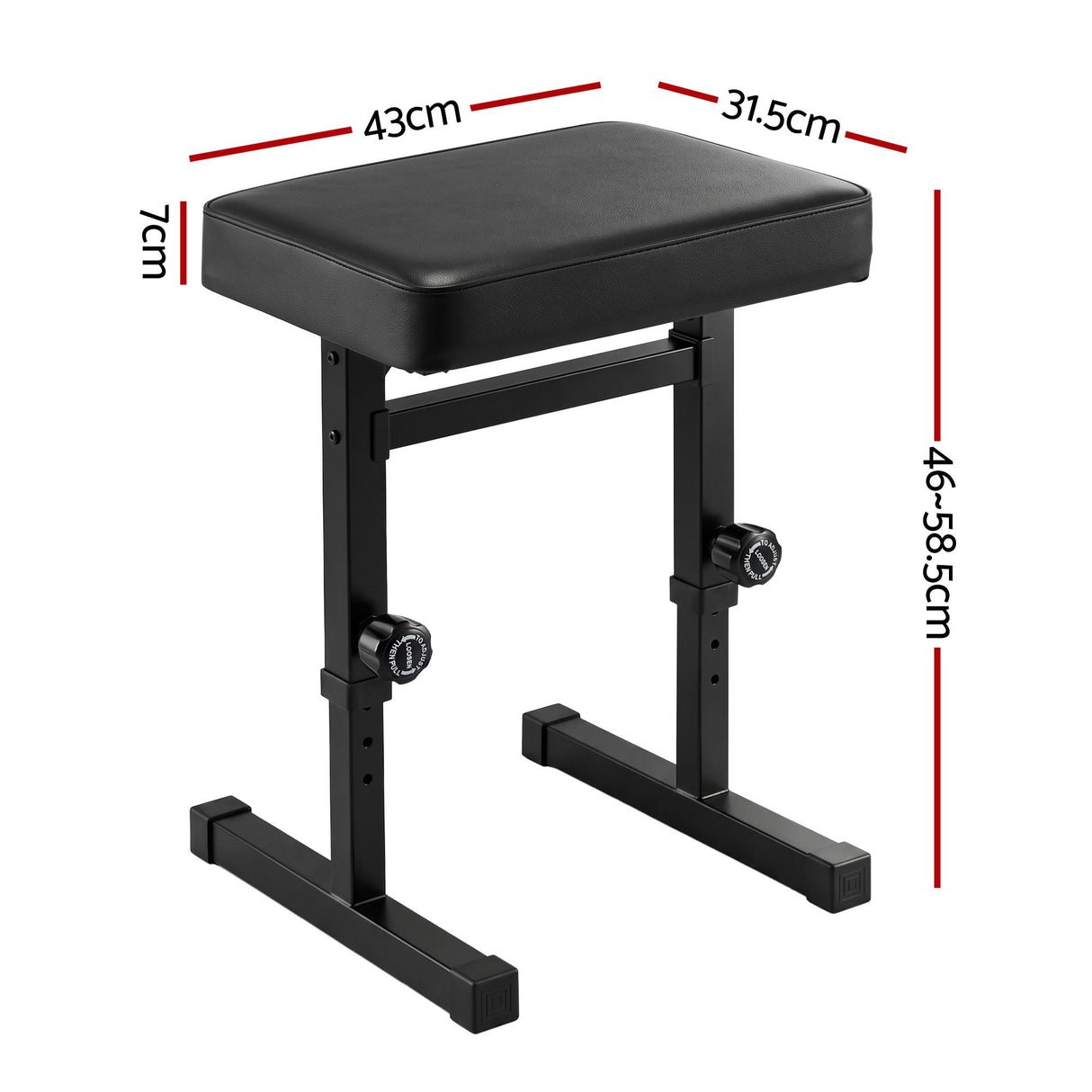 Alpha Piano Bench Adjustable Seat Heavy Duty H-Shape Piano Stool Black