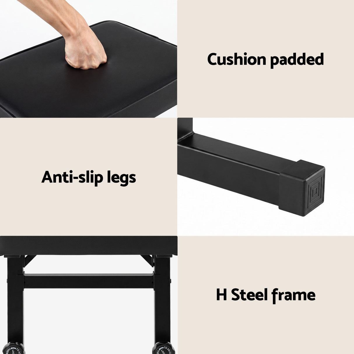Alpha Piano Bench Adjustable Seat Heavy Duty H-Shape Piano Stool Black