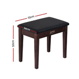 Alpha Piano Bench Stool with Storage Wooden PU Leather - Front View