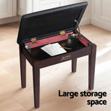 Alpha Piano Bench Stool with Storage Wooden PU Leather - 45-Degree Angle