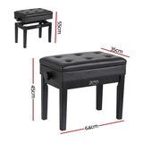 Alpha Adjustable Piano Bench Wooden Keyboard Seat Padded Music Chair Black - Front View