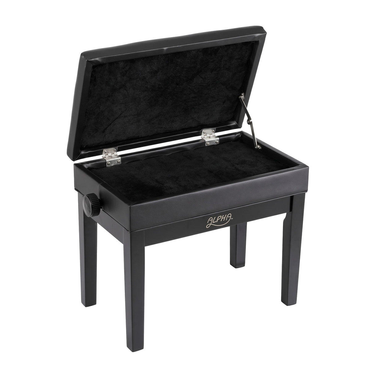 Alpha Adjustable Piano Bench Wooden Keyboard Seat Padded Music Chair Black