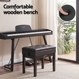 Alpha Adjustable Piano Bench Wooden Keyboard Seat Padded Music Chair Black - 45-Degree Angle