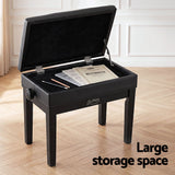 Alpha Adjustable Piano Bench Wooden Keyboard Seat Padded Music Chair Black - Rear View