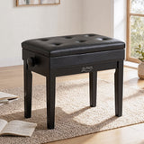 Alpha Adjustable Piano Bench Wooden Keyboard Seat Padded Music Chair Black - Low Angle