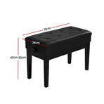 Alpha black piano bench with lift-up storage and PU leather seat, lift-up storage seat