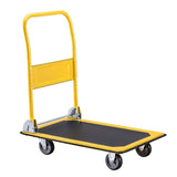 Giantz Platform Trolley Hand Truck Folding Platform Cart 150kg Load Yellow - Front View