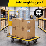 Giantz Platform Trolley Hand Truck Folding Platform Cart 150kg Load Yellow - 45-Degree Angle