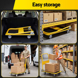 Giantz Platform Trolley Hand Truck Folding Platform Cart 150kg Load Yellow