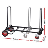Giantz Foldable Hand Trolley Collapsible Transport Cart 180kg Load Black - Side View
