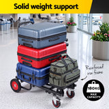 Giantz Foldable Hand Trolley Collapsible Transport Cart 180kg Load Black - 45-Degree Angle