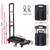 Giantz Folding Hand Truck Platform Trolley Foldable Dolly Cart 200kg Load Black - Side View