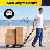 Giantz Folding Hand Truck Platform Trolley Foldable Dolly Cart 200kg Load Black - 45-Degree Angle