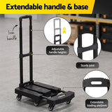 Giantz Folding Hand Truck Platform Trolley Foldable Dolly Cart 200kg Load Black - Rear View