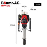 BAUMR-AG HP480 55cc 4-Stroke Petrol Post Driver, with 2 Piling Socket Sleeves - Rear View
