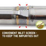 1HP Submersible Bore Water Pump Deep Well Irrigation Stainless Steel 240V - Side View