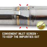 Protege 3HP Submersible Bore Water Pump Deep Well Irrigation Stainless Steel 240V - Side View