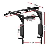 Everfit Pull Up Bar Dip Station Multi Gym 150kg Home Power Station Black Red - Front View