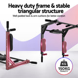 Everfit Pull Up Bar Dip Station Multi Gym 150kg Home Power Station Black Red - 45-Degree Angle