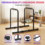 Everfit Dip Station Parallette Bars Home Gym Workout Stand Black - Low Angle