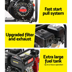 Giantz Petrol Water Pump 7HP Max, 2" High Flow 4-Stroke Engine Transfer Fire Fighting Pumps Rain Tank Oil, image 6