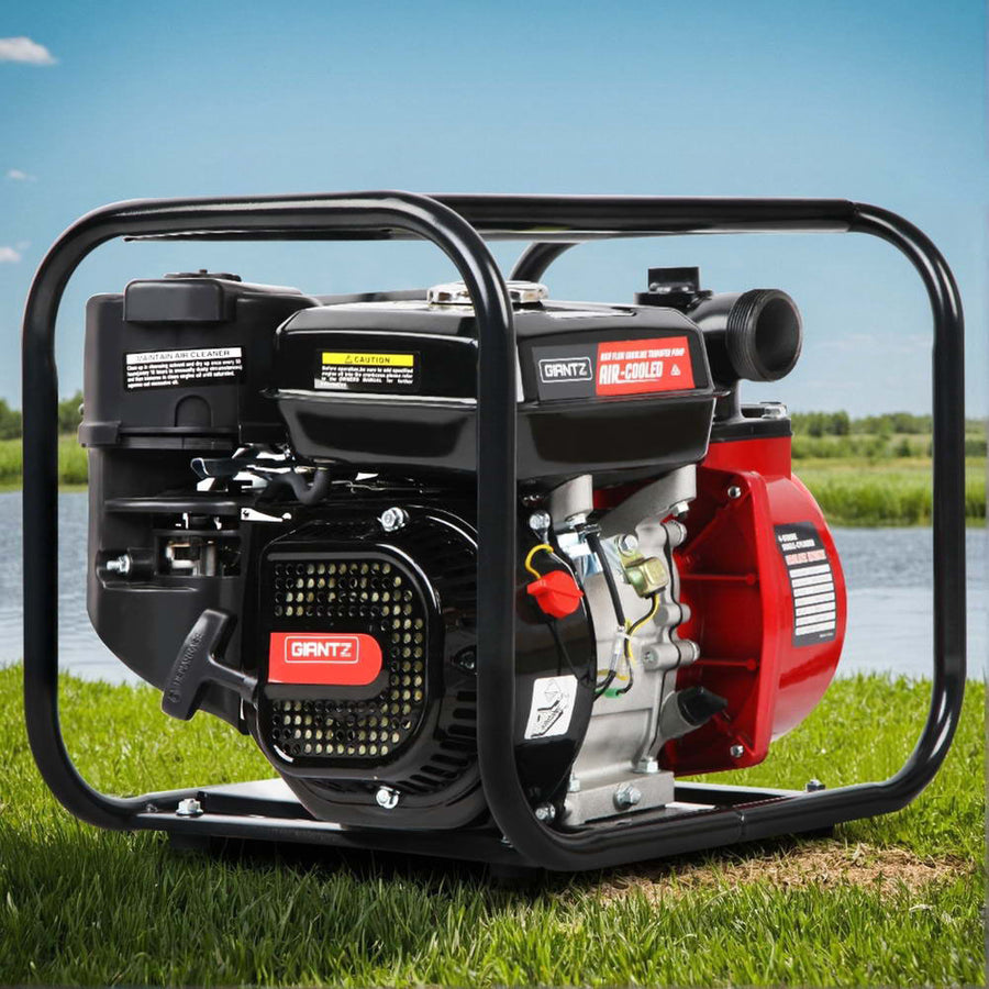 Giantz 2 inch petrol water pump with 210cc 4-stroke engine, black and red