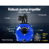 Giantz Petrol Water Pump 3 High Flow Transfer Fire Fighting Irrigation - Side View