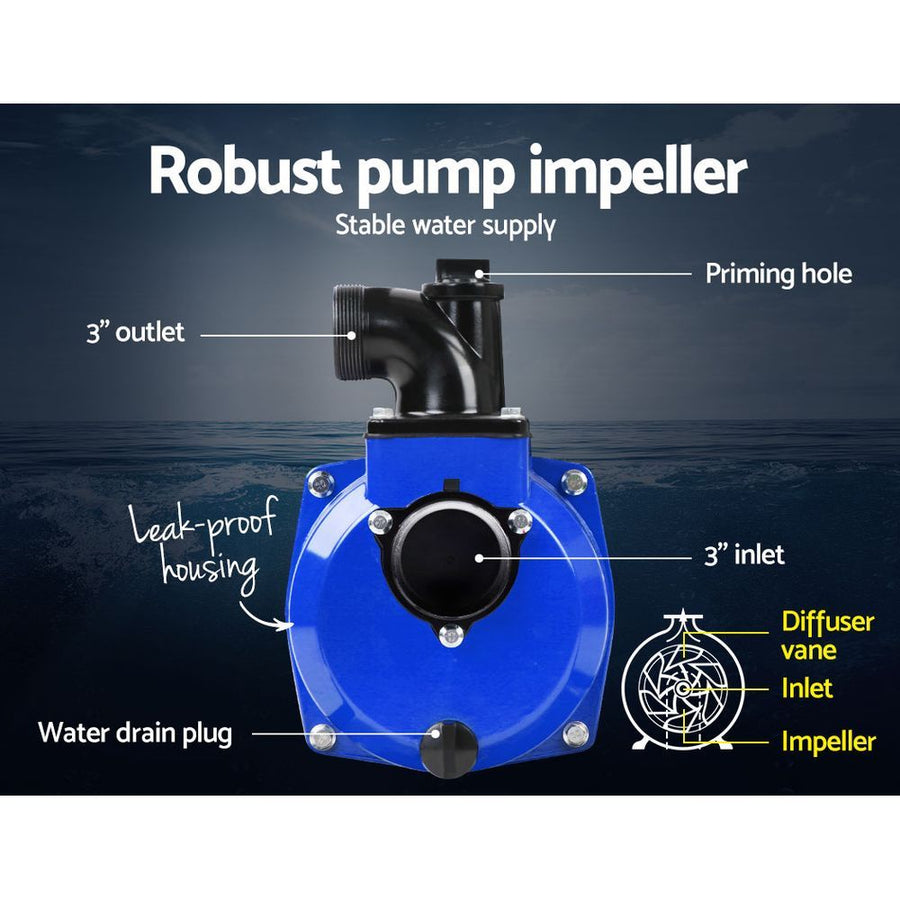 Giantz 3" Petrol Water Pump 7HP Max 4-Stroke 210cc High Flow 60,000L/H Max Transfer Engine, Fire Fighting, image 4