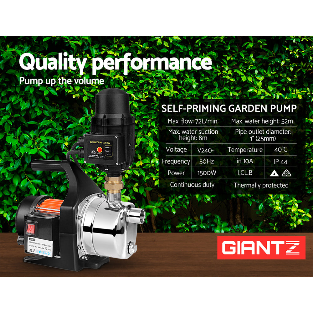 Giantz 1500W Automatic High-Pressure Garden Water Pump with Controller