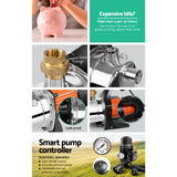 Giantz Garden Water Pump 1500W Max. High Pressure Tank Rain Farm Irrigation Black - Rear View
