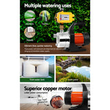 Giantz Garden Water Pump High Pressure 1500W Max. Tank Rain Farm Irrigation House Yellow - 45-Degree Angle