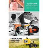 Giantz Garden Water Jet Pump High Pressure 800W Max. Tank Rain Farm Irrigation Yellow - Rear View