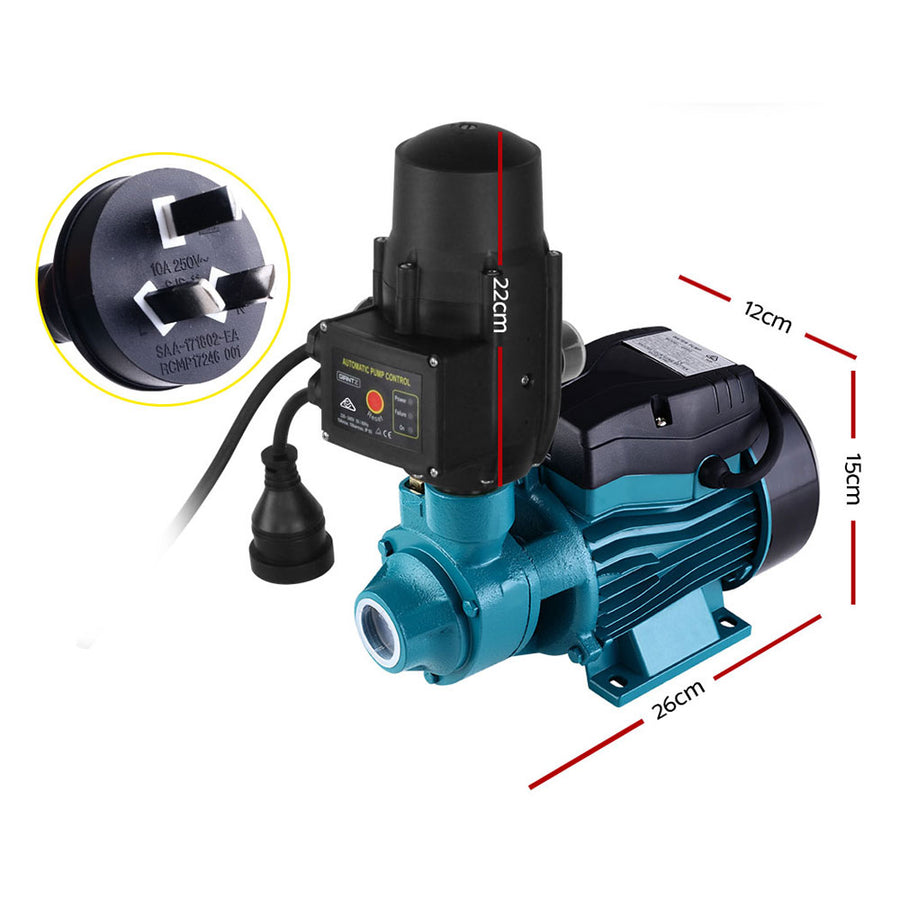 Giantz Peripheral Water Pump Garden Boiler Car Wash Auto Irrigation QB60 Black, image 2