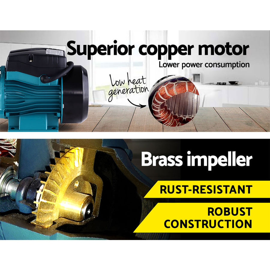 Giantz Peripheral Water Pump Garden Boiler Car Wash Auto Irrigation QB60 Black, image 4