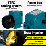 Giantz Peripheral Water Pump Garden Boiler Car Wash Auto Irrigation House QB80 - Rear View