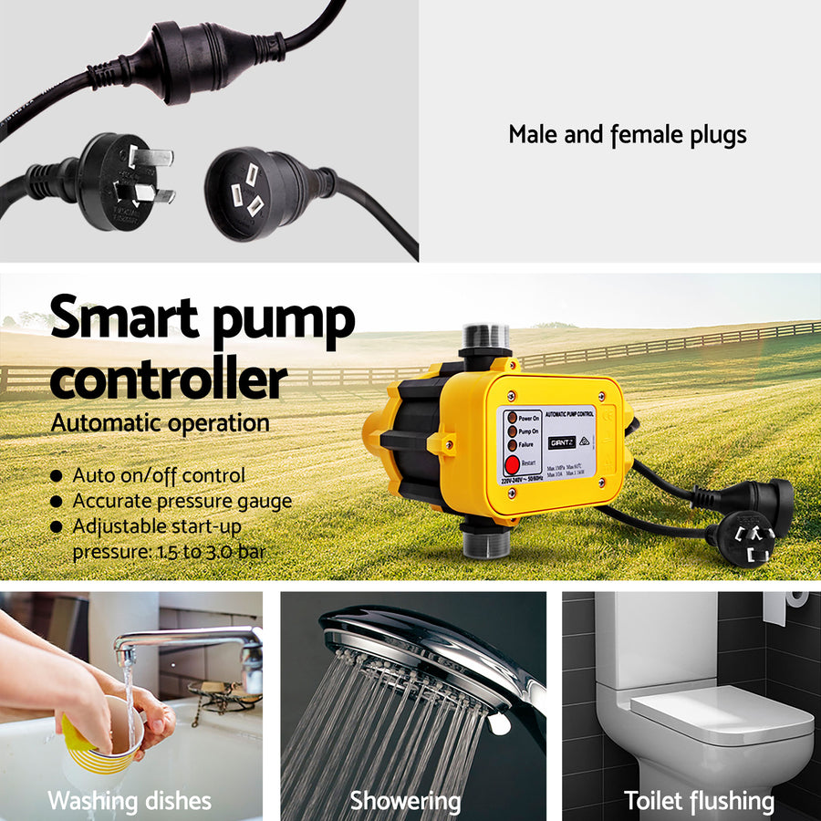 Giantz Peripheral Water Pump Garden Boiler Car Wash Auto Irrigation QB80 Yellow, image 8