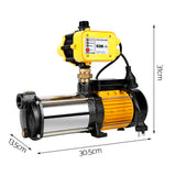 Giantz 2000W Max 4-Stage Garden Water Pump High Pressure Irrigation Booster Pump, Automatic Multi-Stage External Sprinkler Pump for Rainwater Tank Transfer, Home Farm Lawn, Yellow - Front View