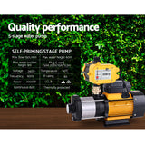 Giantz Garden Water Pump High Pressure 2000W 5-Stage Tank Irrigation Yellow - Rear View