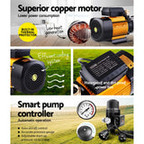 Giantz Garden Water Pump High Pressure 2500W Max 6-Stage Tank Irrigation Transfer Booster Pump Black - Top-Down View